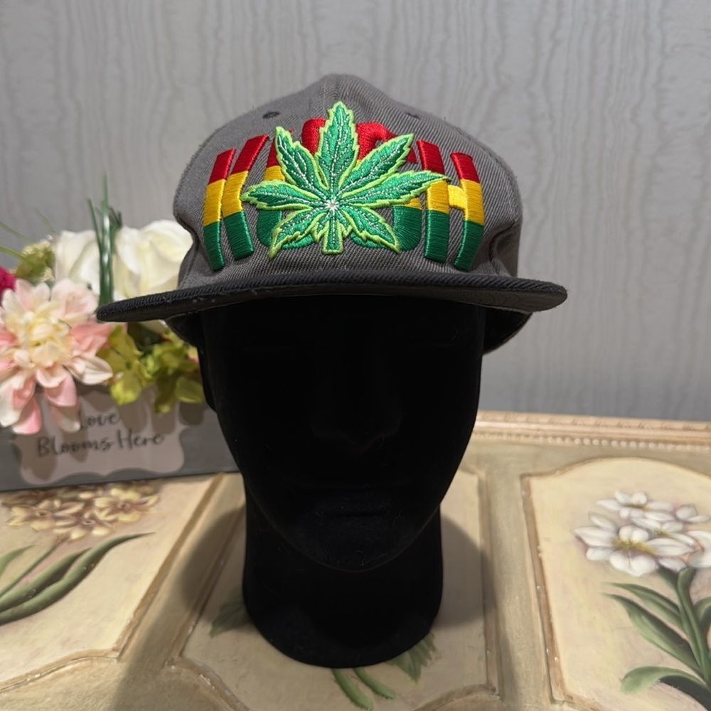 HowD Jamaican KUSH Marijuana Leaf Front Back Embroidery Snapback Cap Hat Unisex - Picture 4 of 15